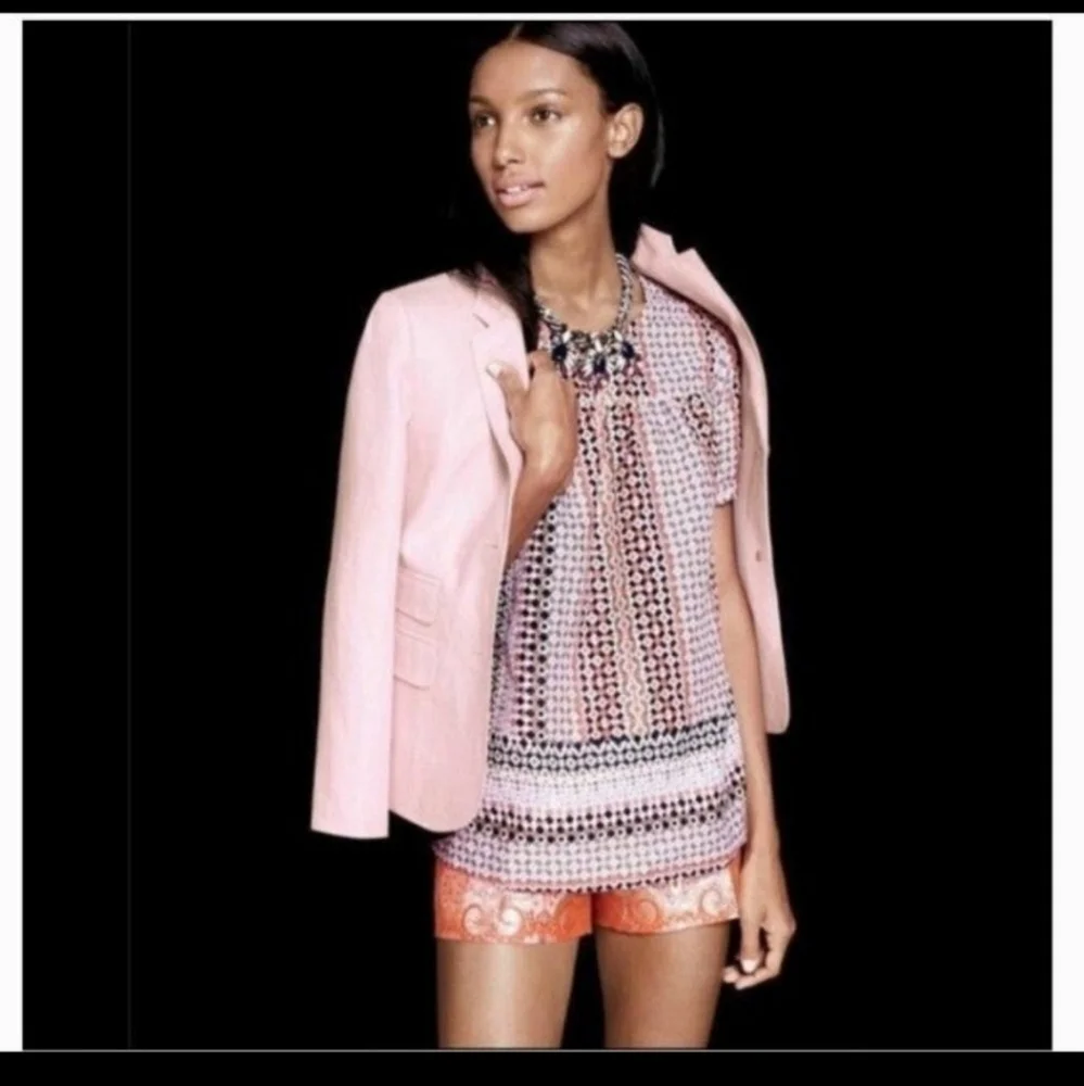 ⭐4/$20 J‎ Crew Pink Geo babydoll Top Size 2